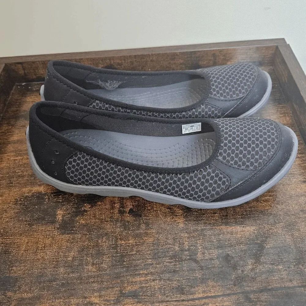 Crocs Duet Busy Day Slip On Round Toe Ballet Flats Shoes Women's Purple/Black Si